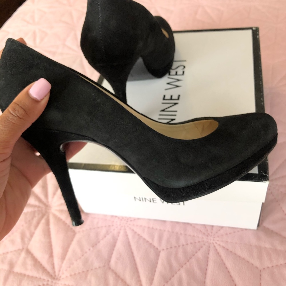 Nine West Black Suede Closed Toe Heels